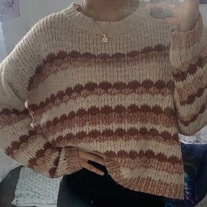 Striped shades of pink and Cream Women's Sweater